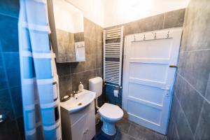 een kleine badkamer met een toilet en een wastafel bij Casa Aldem in Sibiu
