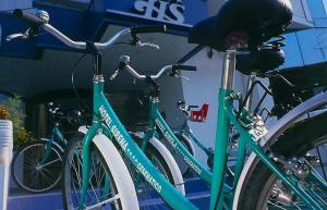 a group of bikes parked in front of a store at Hotel sirena in Cesenatico