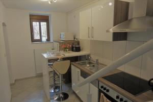 cocina con fregadero y encimera en Villa Moser - Ferienwohnung mit Terrasse en Gera