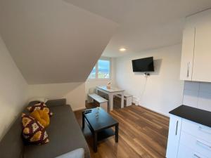 a living room with a couch and a table at Apartment Seeblick in Arbon von Swisspartments in Arbon