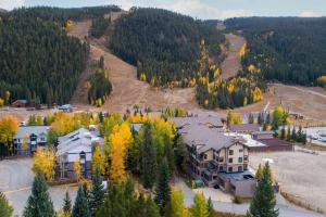 eine Luftansicht eines Hauses im Wald in der Unterkunft 2754 Slopeside condo in Keystone