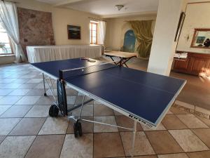 a ping pong table in the middle of a room at Bille in Bille