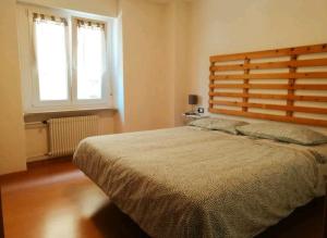 1 dormitorio con 1 cama grande y 2 ventanas en Appartamenti Viola, en Cavedago