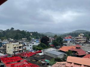 um grupo de edifícios com telhados vermelhos em uma cidade em Dolphin Residency em Thekkady