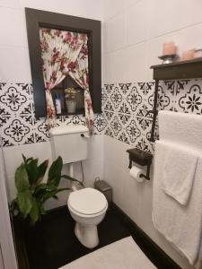 a bathroom with a toilet and a mirror at La Casa Nostra Villa Rose Garden Carmella in Hillcrest +28 photos