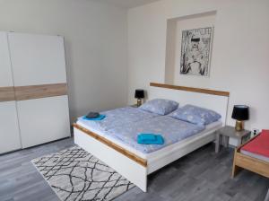 Ένα ή περισσότερα κρεβάτια σε δωμάτιο στο Apartmány HAVLÍČKOVA 423 +121 φωτογραφίες