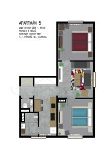 Půdorys ubytování Jeseníky Apartmán číslo 5