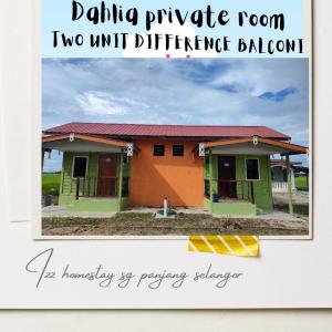 ein Bild eines Hauses mit den Worten Policy Privatzimmer mit zwei Einheiten Differenz Schlafzimmer in der Unterkunft Izz Homestay Sawah Padi Sungai Besar ! in Kampong Parit Ten