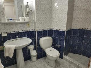 a bathroom with a toilet and a sink at Hali Hotel in Istanbul