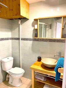a bathroom with a toilet and a sink at Petit Cocon cosy au cœur du village d'Allauch in Allauch