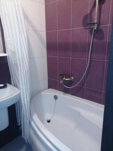 a bathroom with a bath tub and a sink at 2х кімнатна квартира у Львові поряд з залізничним вокзалом in Lviv
