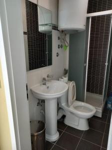 a bathroom with a sink and a toilet at Apartments and Rooms Mila in Ulcinj