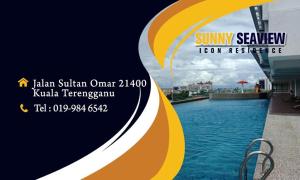 znak dla basenu w ośrodku w obiekcie Sunny Seaview@Icon Residence w mieście Kuala Terengganu