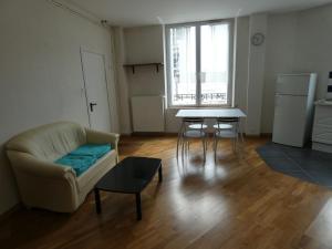 ein Wohnzimmer mit Sofa und Tisch in der Unterkunft Appartement Charmant, quartier calme in Nancy
