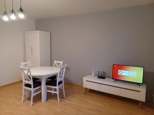 Televízia a/alebo spoločenská miestnosť v ubytovaní Apartament Artemida