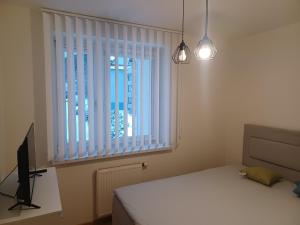 Posteľ alebo postele v izbe v ubytovaní Apartament Artemida