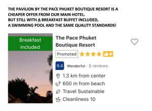 a screenshot of a page of a facebook page with a sunset at The Pavillon by The Pace Phuket Boutique Resort in Rawai Beach