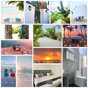 un collage de fotos de la playa y el océano en Coral Castle - Goidhoo Maldives, en Atolón Baa