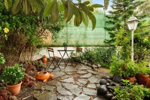 een tuin met een tafel, stoelen en planten bij Vcv Villa Magua in Santa Brígida