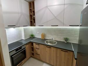 Kuchyň nebo kuchyňský kout v ubytování MonteRelax Apartments Becici