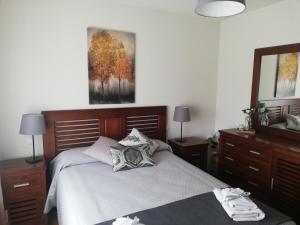 比亚努夫拉MESONES 7的带一张大床和一面镜子的卧室