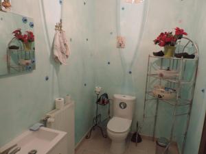 a bathroom with a white toilet and a sink at Villa Roland en Bourgogne in Chagny +62 photos