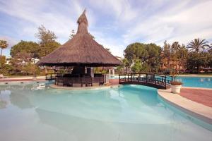 duży basen z dachem krytym strzechą w obiekcie Beautiful, Bright and Spacious Duplex in Marbella w mieście Estepona
