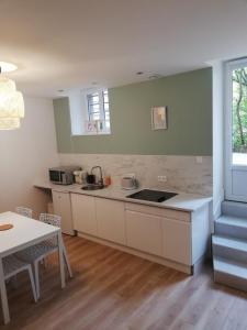 a kitchen with a sink and a counter top at Suite 24 Appart'hôtel-3 étoiles in Le Creusot