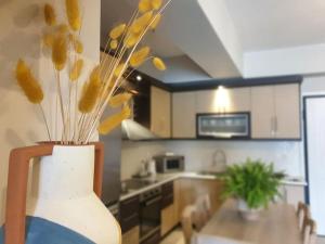 A cozinha ou cozinha compacta de Beach House in Itea-Delphi