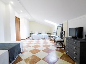 sypialnia z łóżkiem i telewizorem w pokoju w obiekcie THE OCEAN HOUSE - Baleal w mieście Ferrel