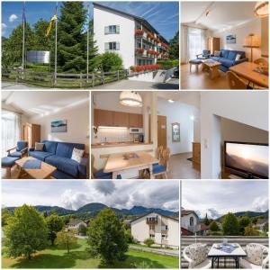 a collage of photos of a house at Ferienwohnanlage Brünnstein Wohnung 54 in Oberaudorf