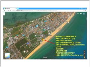 a screenshot of a google maps page with a beach at Cristallo Residence in Lignano Sabbiadoro