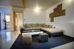 - un salon avec un canapé et une table dans l'établissement Apartments Spomenka - green paradise;, à Mundanije