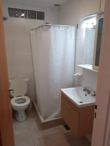 ein Bad mit einem WC, einer Dusche und einem Waschbecken in der Unterkunft Apartamento Alem in Gualeguaychú