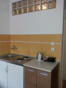 a kitchen with a sink and a counter top at Studio Park in Sarajevo
