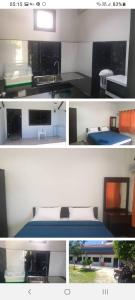 a collage of photos of a bedroom and a kitchen at Teahouse in Phuket