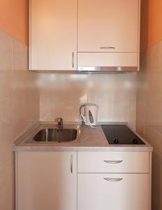 Kitchen o kitchenette sa Studio apartment in Tucepi with sea view, balcony, air conditioning, WiFi 3674-4