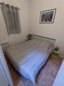 ein Schlafzimmer mit einem großen Bett in einem Zimmer in der Unterkunft MARINES DU ROUSSILLON Villa en résidence avec piscine à 150 m de la plage v100 in Saint-Cyprien + 4 Fotos