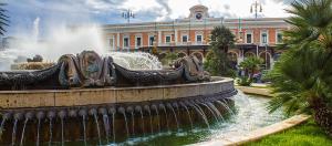 a fountain in front of a building with a building at Moro 34 in Bari