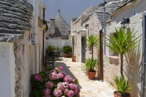an alley in a village with flowers and plants at Trullo De Amicis n°5 in Alberobello