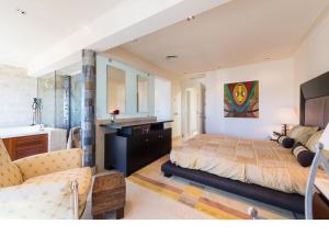 Ένα ή περισσότερα κρεβάτια σε δωμάτιο στο Chalet en la playa San Agustin