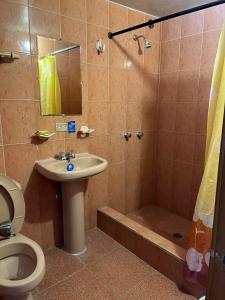 A bathroom at Hotel Cotopaxi