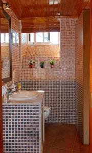 a bathroom with a sink and a mirror at Aqua Rooms Sarria in Sarria