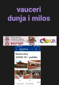 Sertifikat, nagrada, logo ili drugi dokument prikazan u objektu Apartman Dunja i Miloš