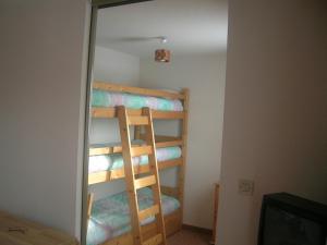 a bunk bed with a ladder in a room at LELEX, MONTS JURA, LES ETALES 26 in Lélex