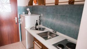 Kuchyňa alebo kuchynka v ubytovaní Studio apartment in Pisak with sea view, balcony, air conditioning, WiFi 3340-1