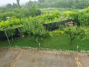 uma vista para um jardim com árvores e arbustos em Holiday House Kubrat em Sapareva Banya