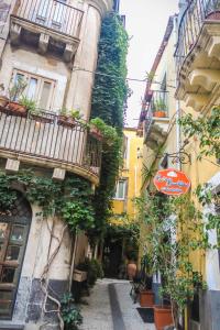 卡塔尼亞的住宿－Globetrotter Catania Palace，楼边的一条种植植物的小巷