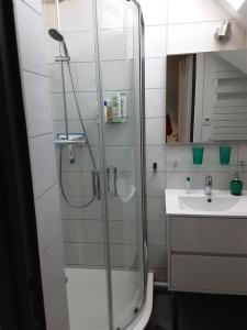 Koupelna v ubytování CHARMANT APPARTEMENT à 150 M des THERMES et du CENTRE VILLE + 32 fotografií