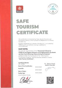 a permit for a state tourism certificate with a red ribbon at Rast Hotel Sultanahmet in Istanbul